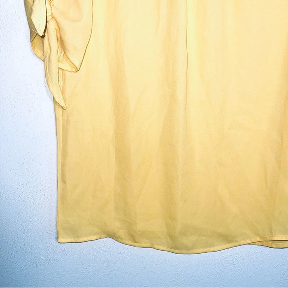 Shein Lemon Yellow Open Keyhole Tie Sleeve Blouse Medium Women’s - Picture 5 of 12